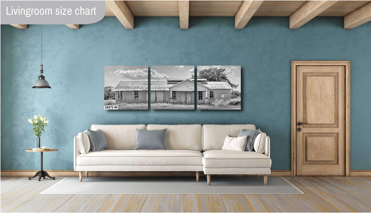 Farmhouse Wall Decor - Rustic Black & White Barn Landscape Print | Modern Farmhouse Wall Art for Living Room or Office Decor