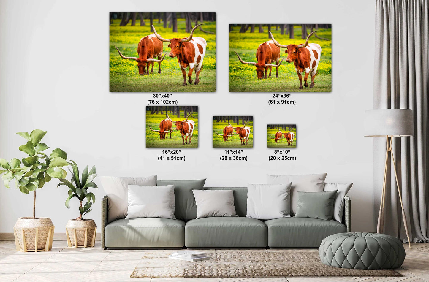 Cattle Wall Canvas - Rustic Longhorn Cow Photography | Ranch Wall Art for Modern Farmhouse Decor | Canvas, Paper, Acrylic or Metal Print