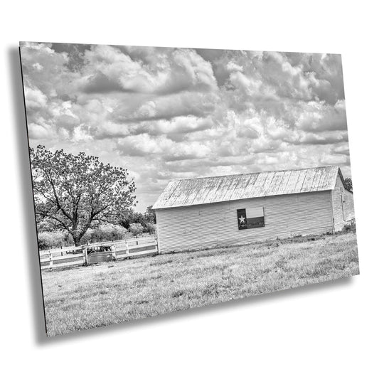 Texas Wall Art Print - Black & White Texas Flag Barn Photo: Rustic Farmhouse Wall Art for Cowboy Home Decor (Multiple Formats)