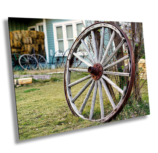 Vintage Wagon Wheel Photography Print: Rustic Texas Farmhouse Wall Art for Country Home Decor
