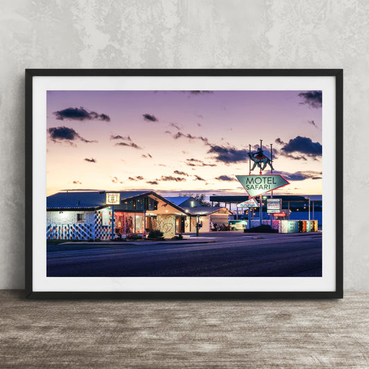 Route 66 Photo Print – Motel Safari Sign | Vintage Motel Decor, Tucumcari Wall Art
