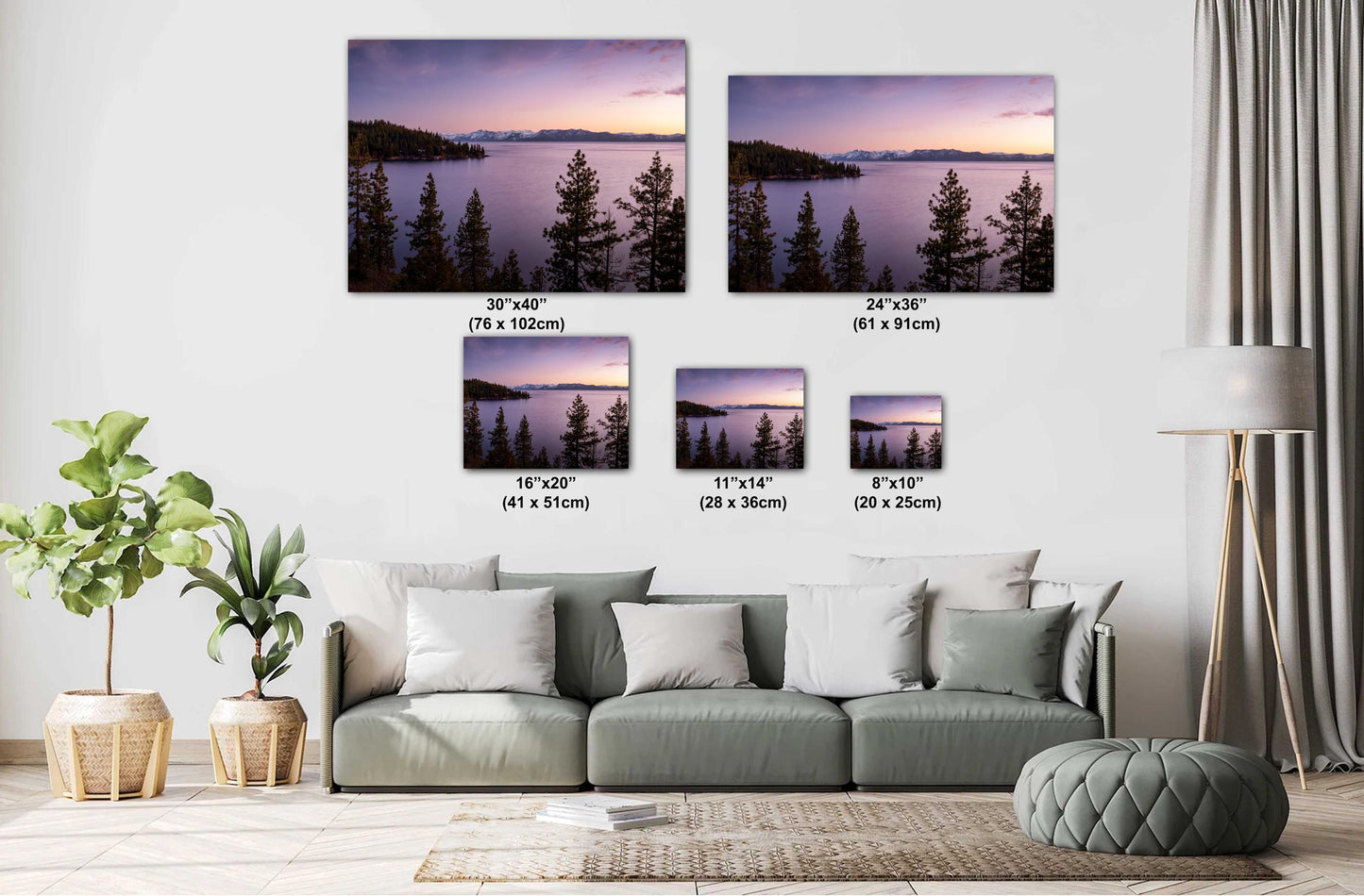 Lake Tahoe Sunset Wall Decor - Lake Wall Art Print on Premium Photo Paper, Canvas, Acrylic & Metal - Tahoe Nature Print