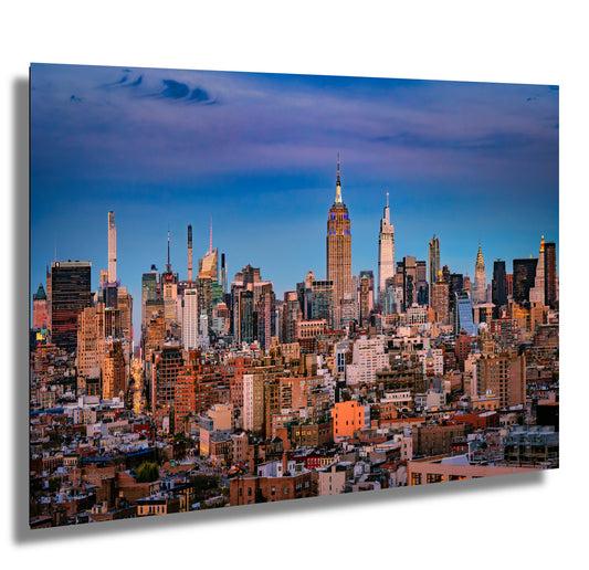NYC Skyline at Dusk: Midtown Manhattan & Times Square Panoramic Photo Print - Cityscape Wall Art, Urban Decor, NY Gift