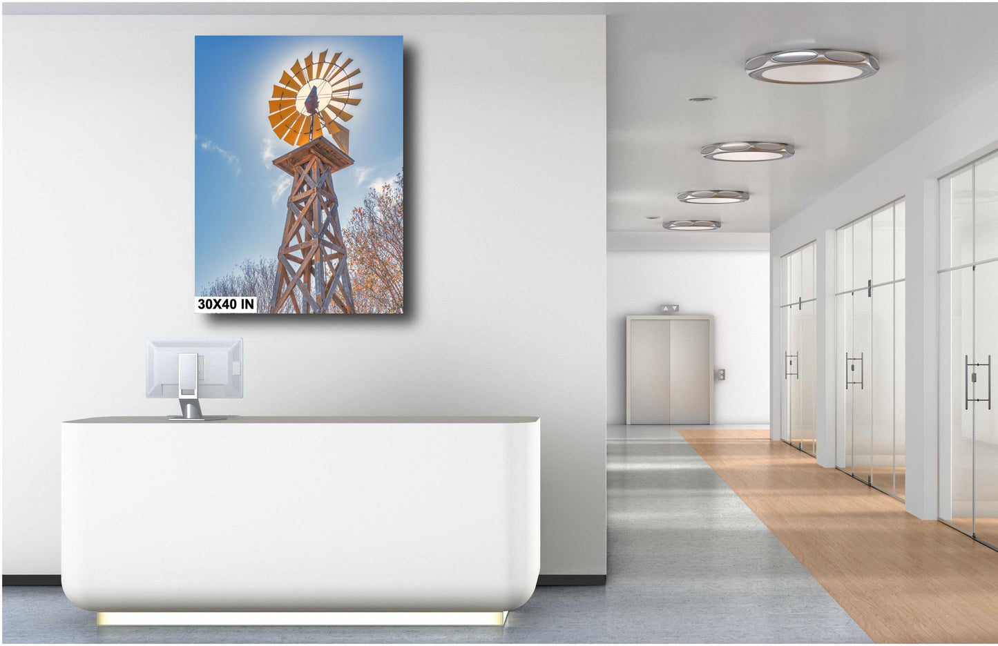 Farmhouse Photo Print: Rustic Southwestern Wall Art Decor, Yellow Blue Tan Landscape Poster