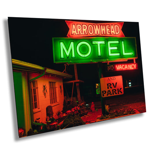 Motel Neon Sign Print - Arrowhead Ruidoso, New Mexico Retro Photography - Vintage Wall Art for Home Decor & Gifts