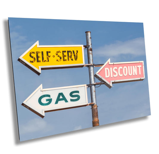 Vintage Gas Station Wall Art: Americana Desert Landscape Print from Far West Texas Ghost Town Decor