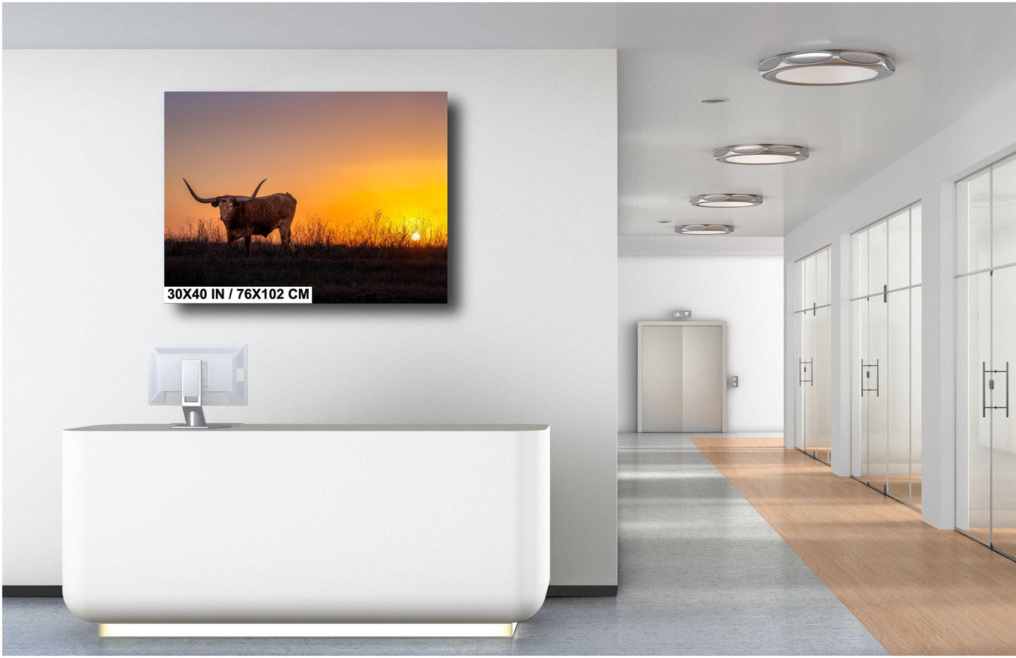 Texas Longhorn Steer at Sunset Wall Decor - Backroad Bull Photography on Premium Paper, Canvas, Acrylic, or Metal
