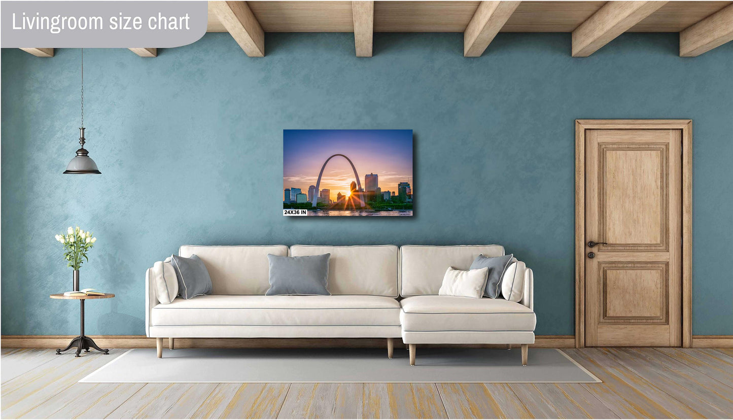 Gateway Arch Sunset Photography | St. Louis Skyline Wall Art Print - Large Size on Canvas, Metal & More