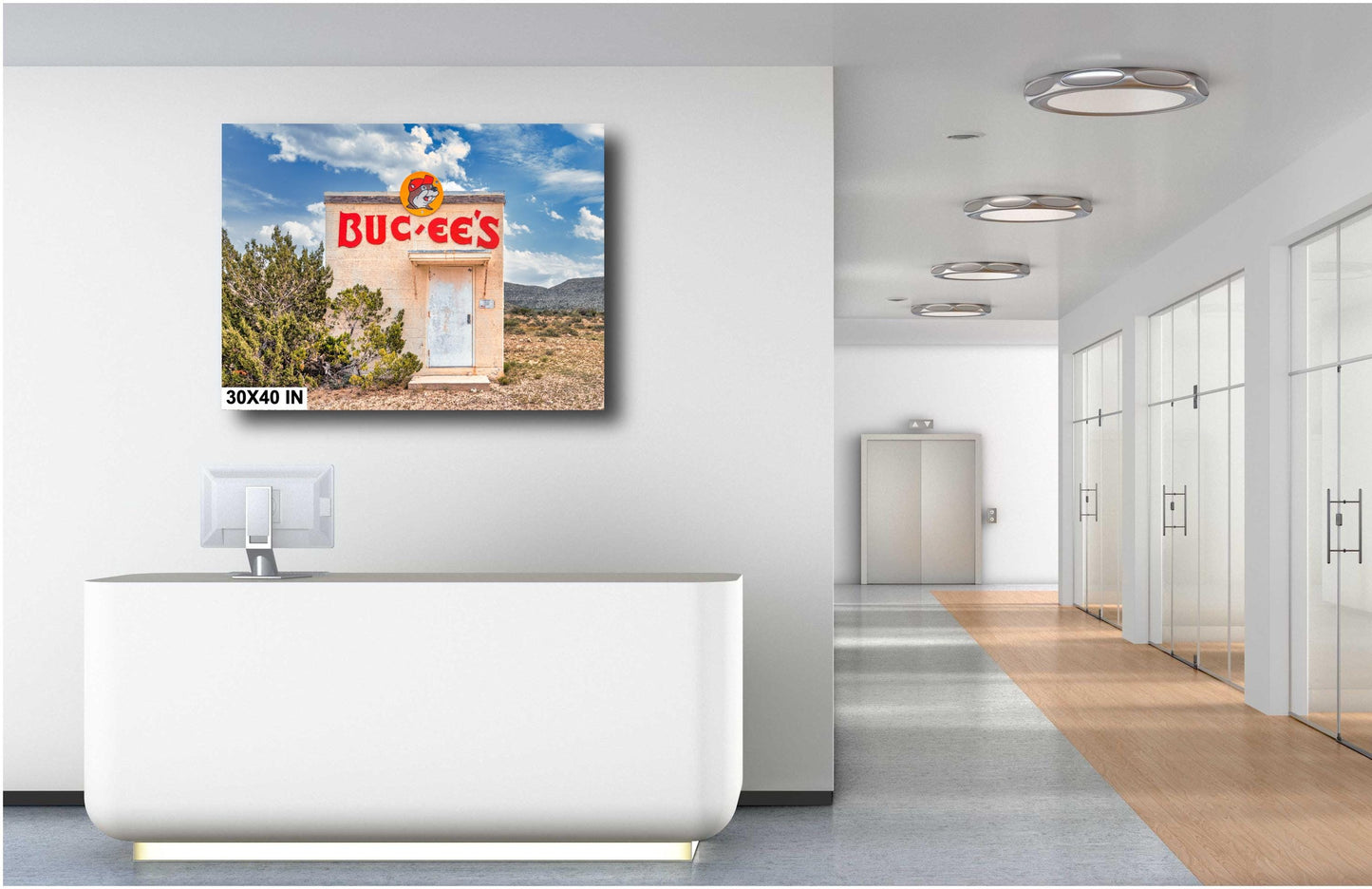 Buc-ee's Art Installation: World's Smallest Bucees, Humorous West Texas Road Trip Poster on Premium Photo Paper or Ready-to-Hang Canvas