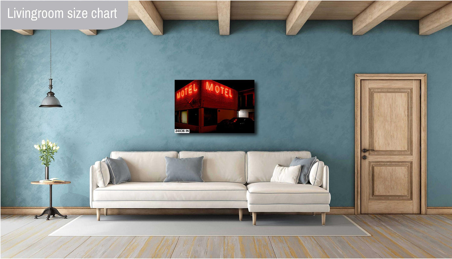 Red Light District Neon Motel Sign | Urban Americana Photography Print | Retro Street Art Wall Decor