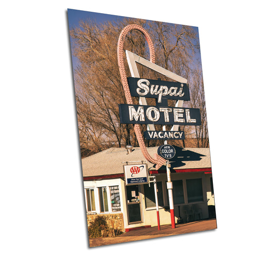 Supai Motel Sign Route 66 Art - Retro Wall Decor, Mid-Century Modern Print, Googie Style Neon Art for Home