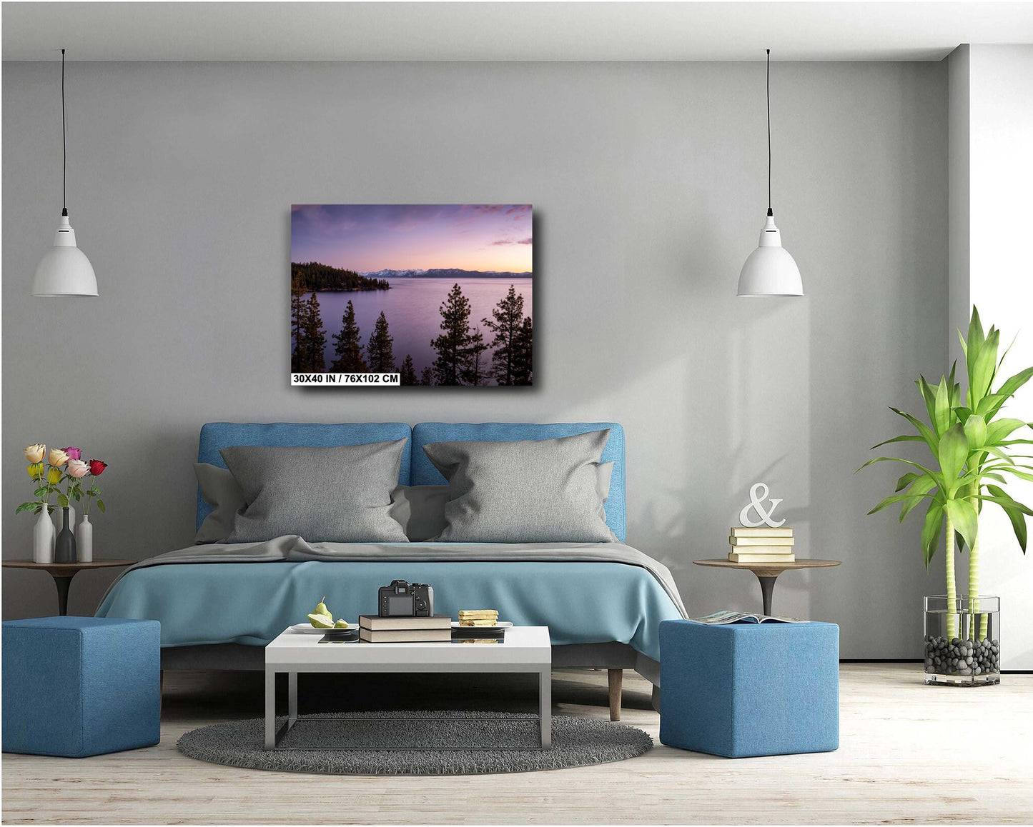 Lake Tahoe Sunset Wall Decor - Lake Wall Art Print on Premium Photo Paper, Canvas, Acrylic & Metal - Tahoe Nature Print
