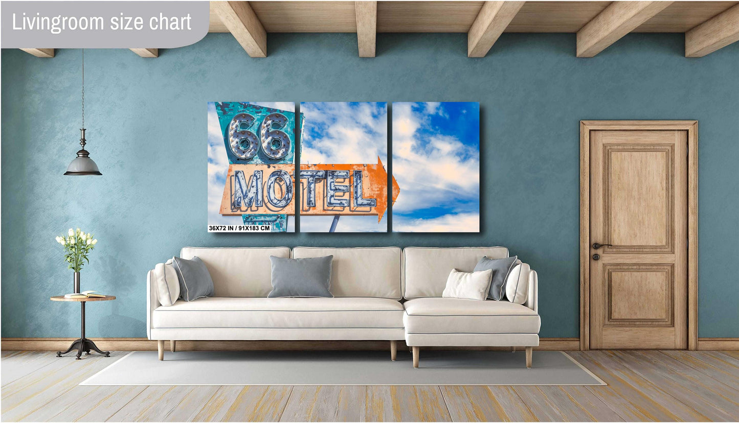 Route 66 Motel Sign Photography: Needles, California Rustic Western Neon Wall Art Print on Premium Photo Paper, Canvas, Acrylic, or Metal