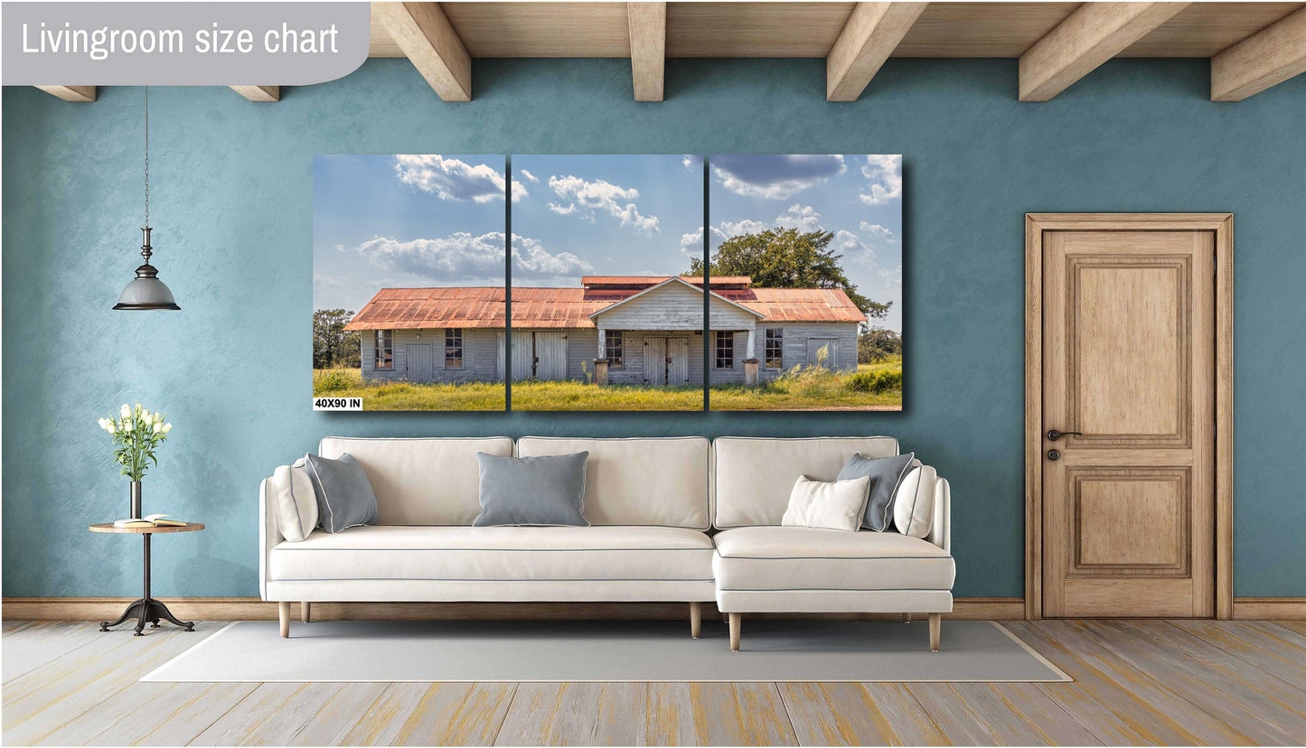 Modern Farmhouse Wall Art - Texas Barn Landscape Print - White Rustic Farmhouse Wall Art for Living Room, Office, Home Decor