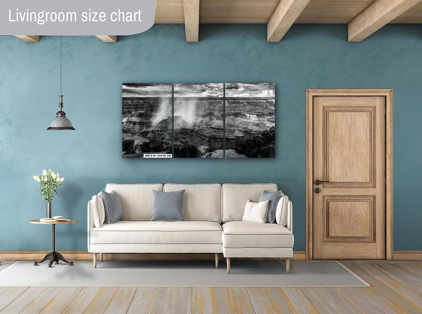 Grand Canyon Art - Black and White Mather Point Rain Photo, Arizona Wall Decor on Paper, Canvas, Acrylic & Metal