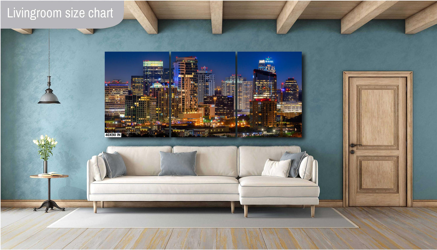 Houston Galleria Skyline Photography Print: Night Panoramic Cityscape Art on Premium Paper, Canvas, Acrylic & Metal Options
