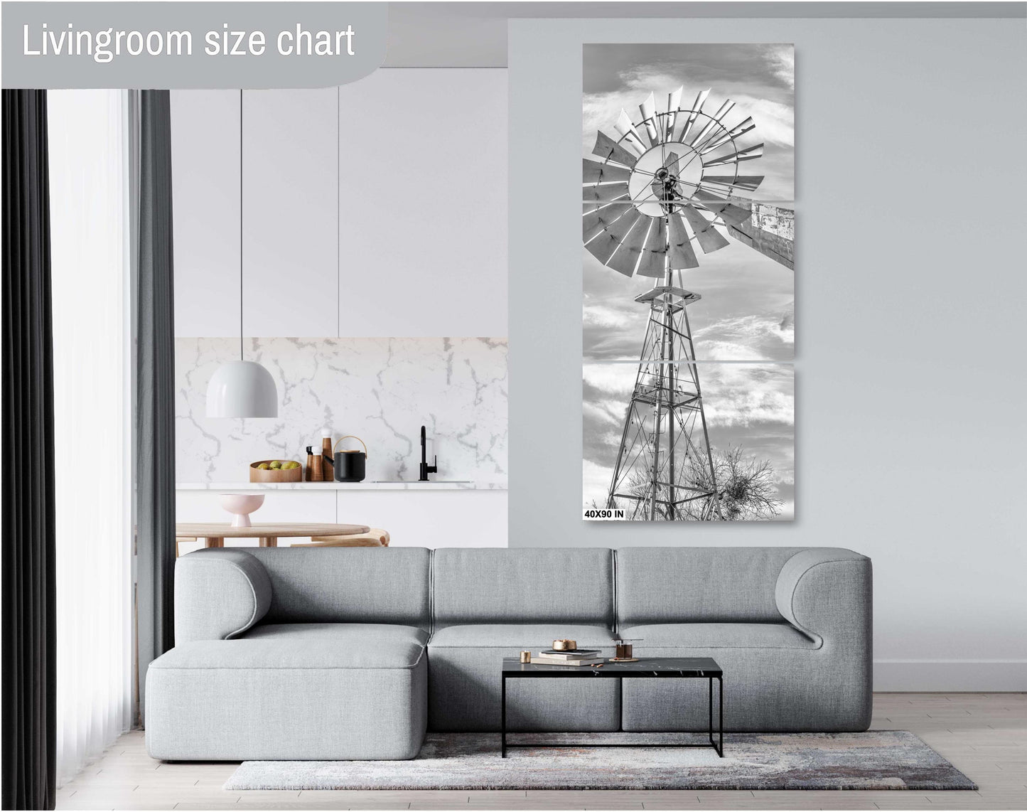 Texas Wall Art - Bandera Windmill Print - Cowboy Capitol of the World Black & White Art for Rustic Country Home Decor
