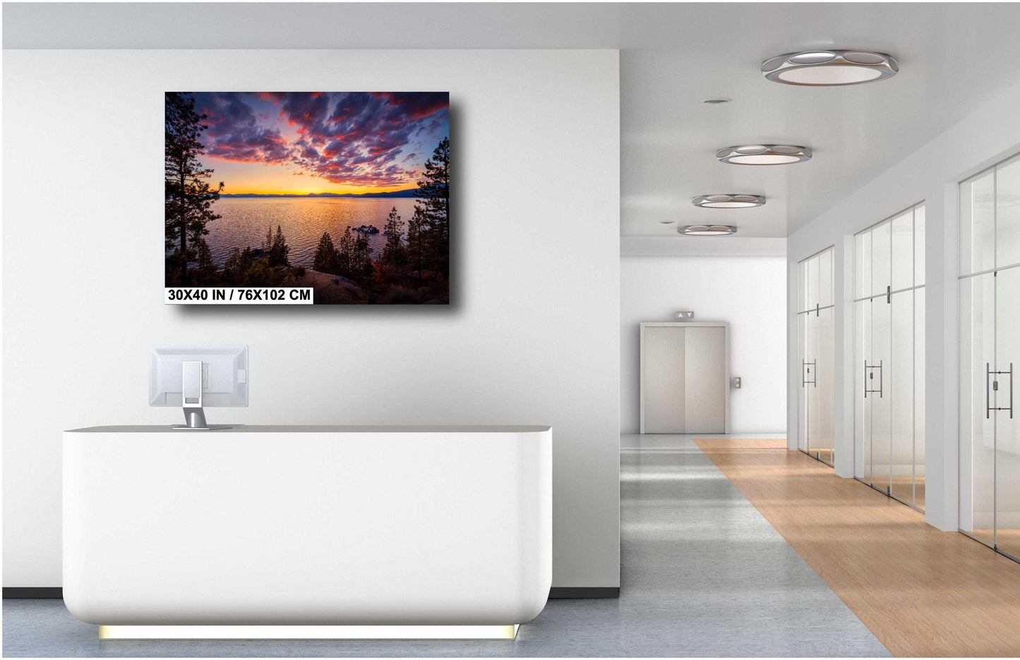 Lake Tahoe Print - Fiery Sunset Wall Art Photography on Photo Paper, Canvas & Metal – Mountain Landscape Decor, Nevada California Gift