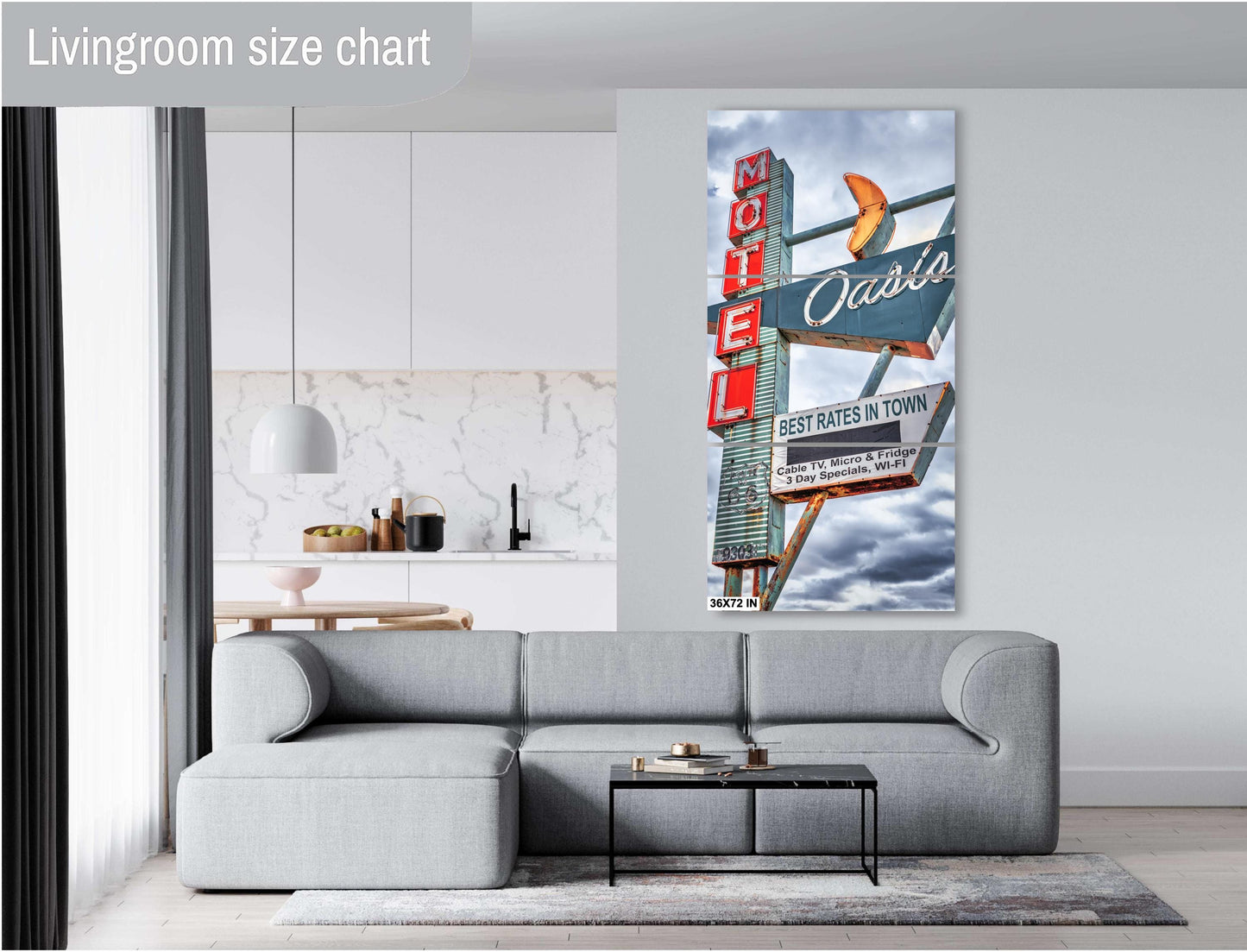 Route 66 Neon Sign Tulsa Art Print: Oasis Motel Oklahoma Photo on Paper, Canvas, Acrylic, or Metal