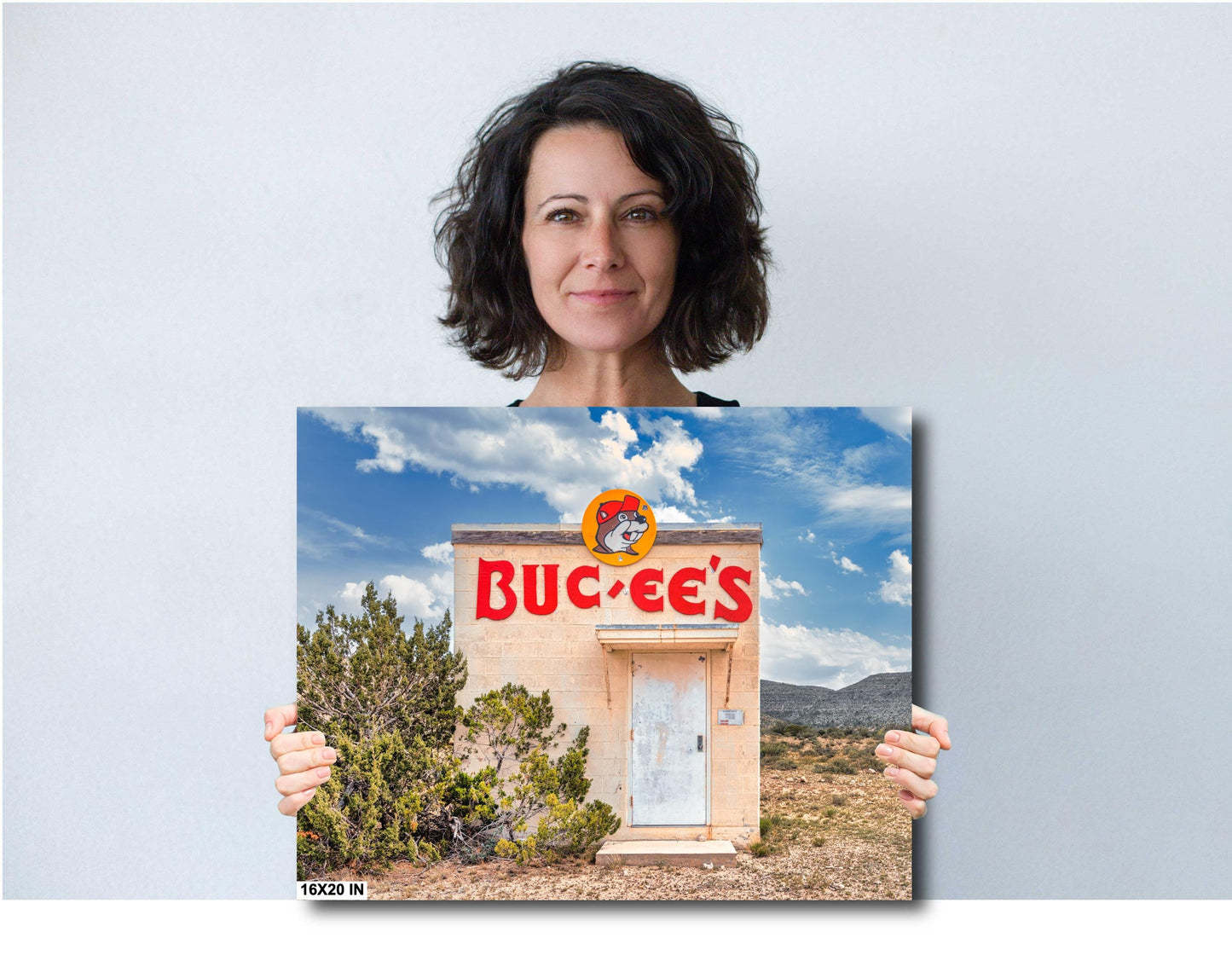 Buc-ee's Art Installation: World's Smallest Bucees, Humorous West Texas Road Trip Poster on Premium Photo Paper or Ready-to-Hang Canvas