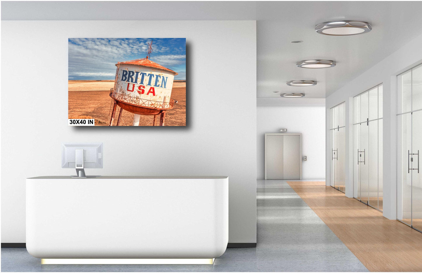 Texas Route 66 Water Tower Print | Groom Skyline Americana Wall Art on Premium Photo Paper or Canvas