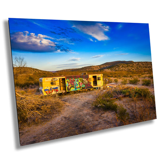 Texas Wall Art - Abandoned Trailer Wall Art Print: Unique Southwest Desert Decor on Photo Paper, Canvas, Acrylic & Metal