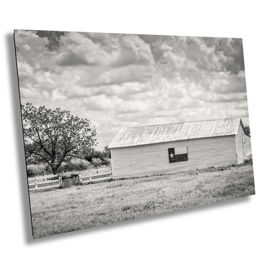 Texas Wall Art Photography - Texas Flag Barn Wall Art | Rustic Black & White Decor for Western Farmhouse Home