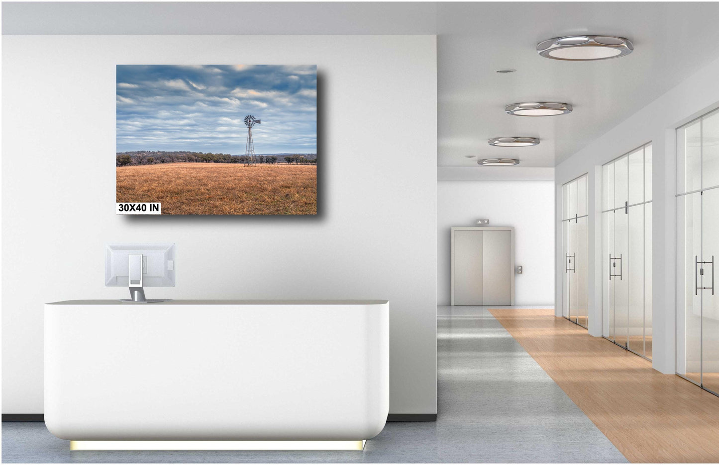 Country Wall Art - Prairie Windmill Landscape Poster | Farmhouse Decor Print on Premium Photo Paper, Canvas or Metal