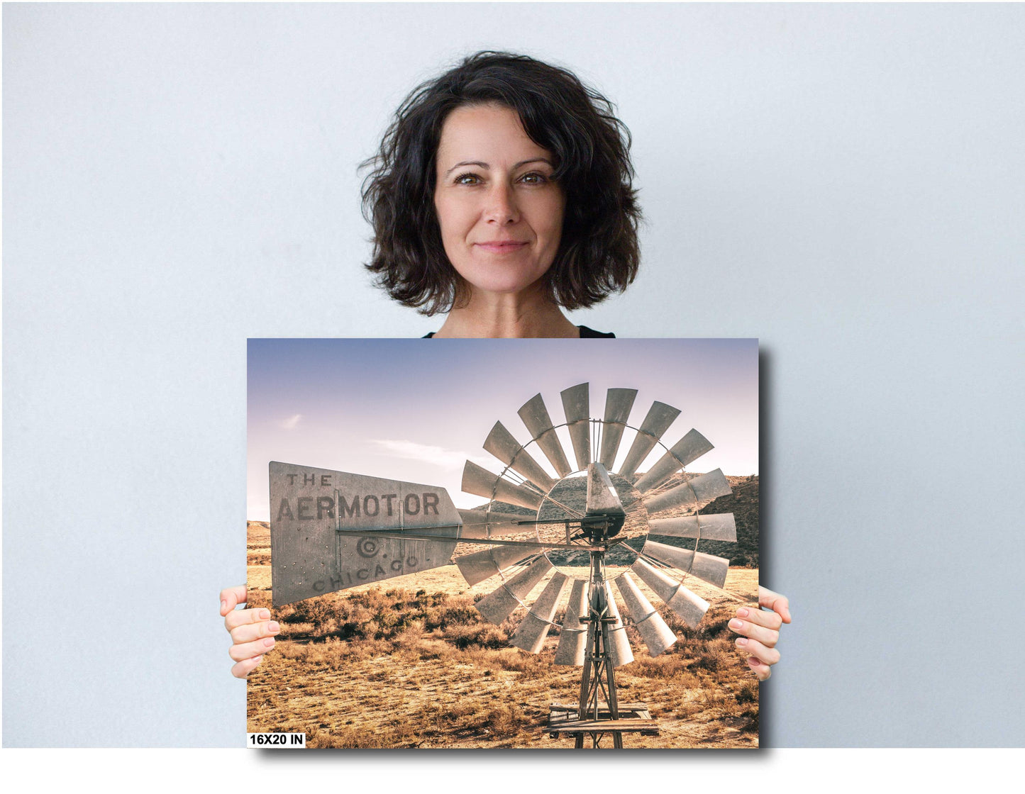 Farmhouse Windmill Photography Print - Rustic Sunset Wall Art Decor for Country Home, West Texas Design