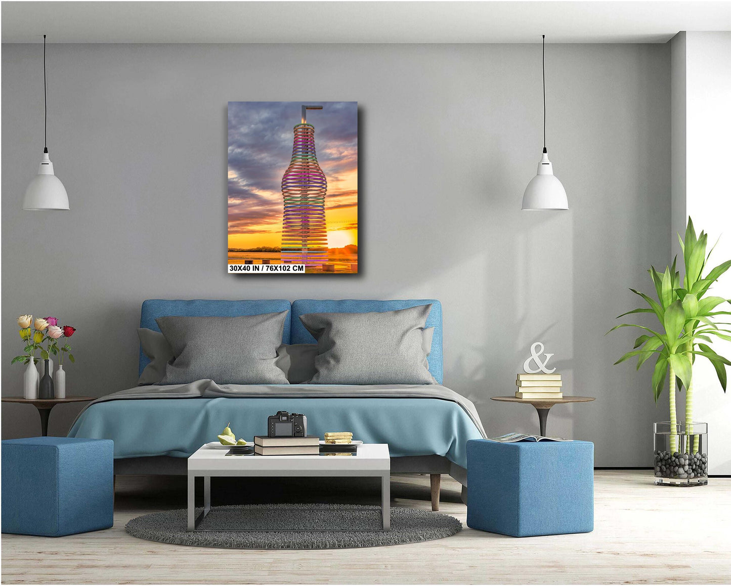 Route 66 Wall Art: Pops 66 Soda Ranch Colorful Oklahoma Sunset Canvas or Premium Photo Paper Print