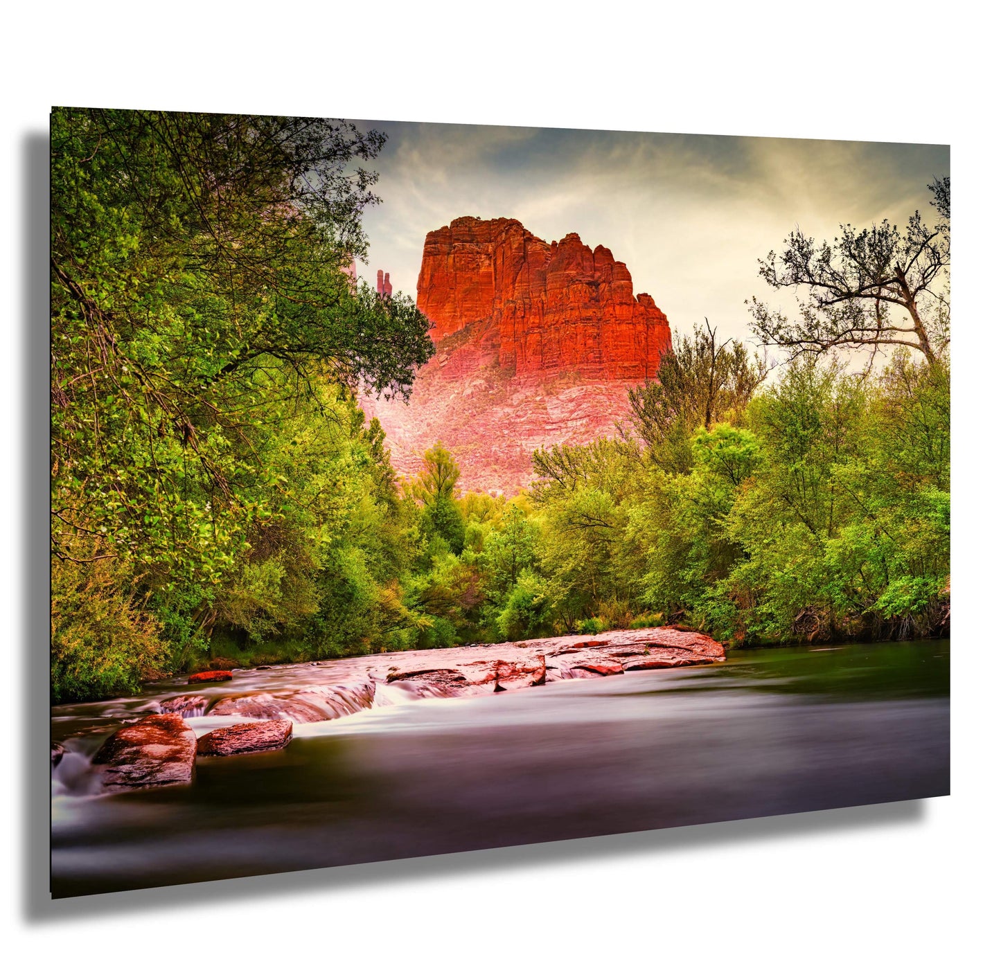 Sedona Arizona Cathedral Rock from Oak Creek - Red Rocks and Water Photography Print on Premium Photo Paper, Canvas, Acrylic & Metal Decor