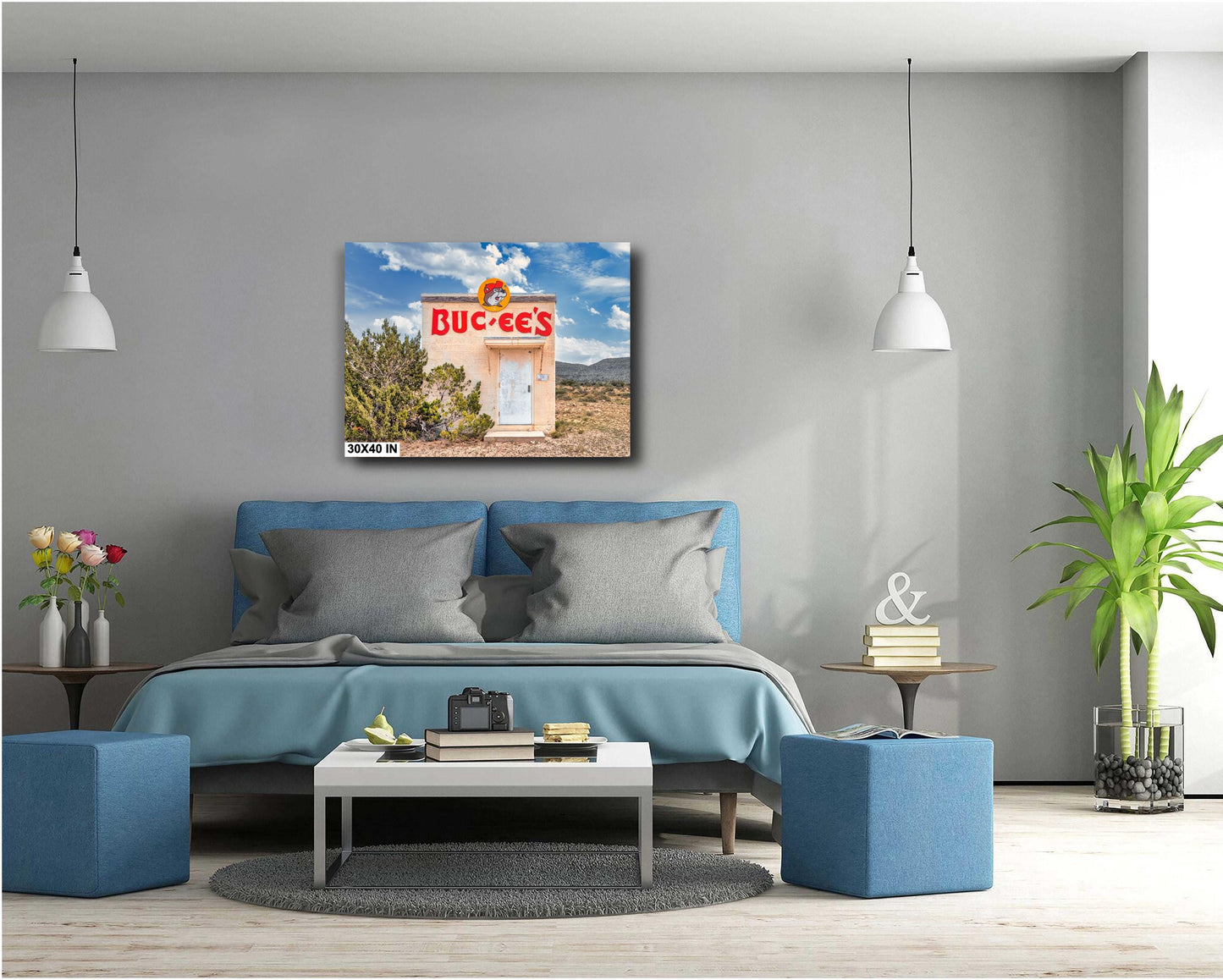 Buc-ee's Art Installation: World's Smallest Bucees, Humorous West Texas Road Trip Poster on Premium Photo Paper or Ready-to-Hang Canvas