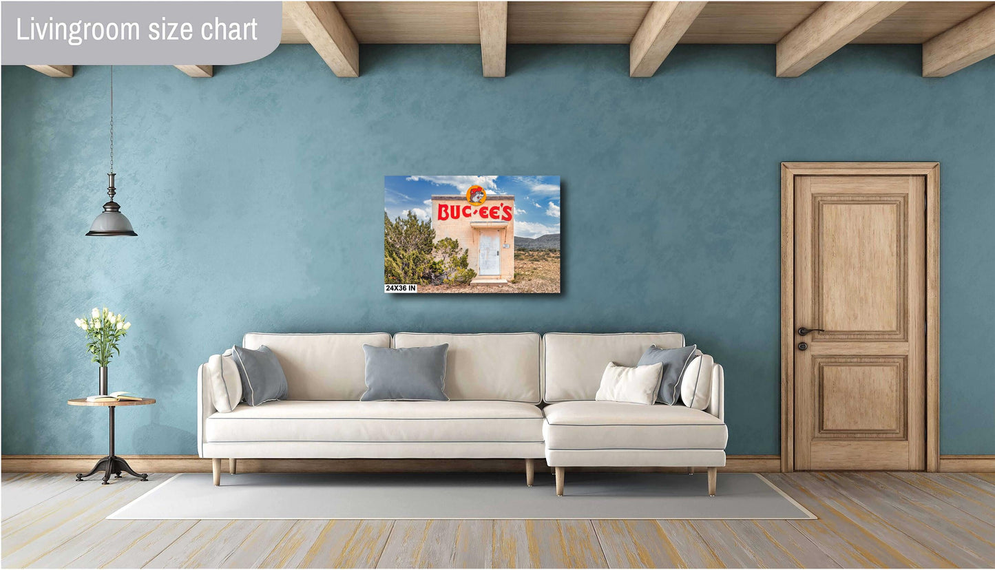 Buc-ee's Art Installation: World's Smallest Bucees, Humorous West Texas Road Trip Poster on Premium Photo Paper or Ready-to-Hang Canvas