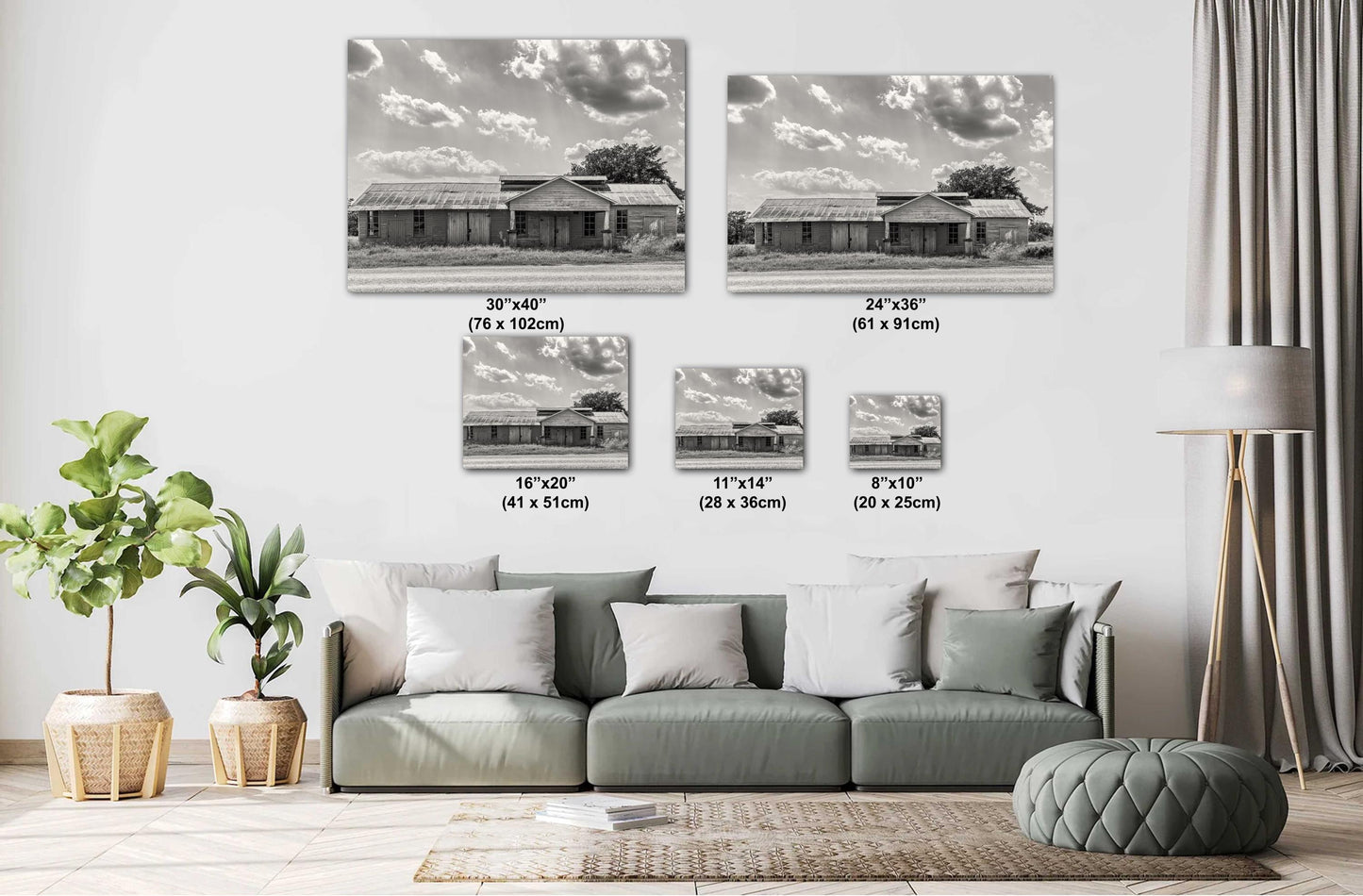 Barn Wall Art - Rustic Neutral Farmhouse Wall Art: Modern White Barn Landscape Print for Home, Canvas Decor, Rustic Chic Decor