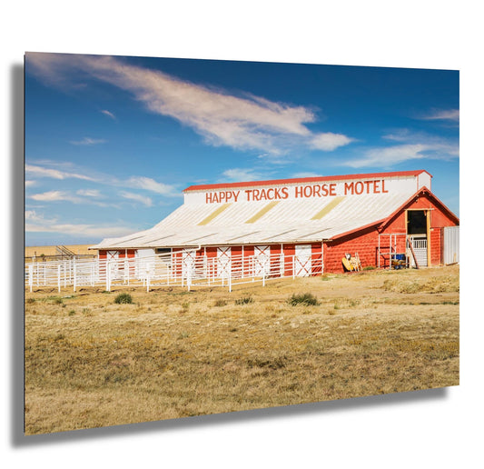 Route 66 Wall Art | Happy Tracks Horse Motel Print Amarillo TX Rustic Equestrian Western Decor Photography on Premium Paper or Canvas