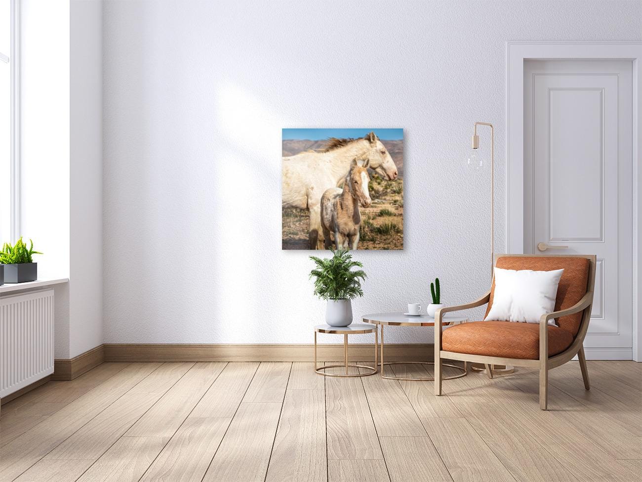 Wild Horse Photography Art Print | Wild Mare & Foal near Goodsprings, Nevada | Mojave Desert Wall Decor | Unique Horse Photo for Home