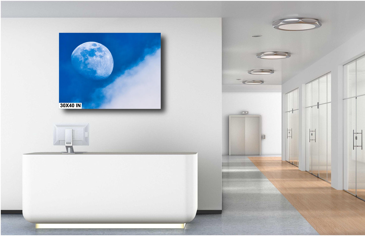 Lunar Daytime Photo: NASA Full Moon Print with Clouds on Canvas, Paper, Acrylic & Metal Options