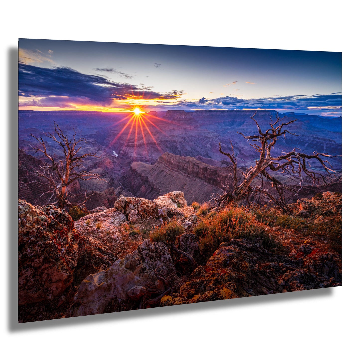 Grand Canyon Wall Art - Fiery Arizona Sunset Photo on South Rim, Premium Paper, Canvas, Acrylic & Metal Options