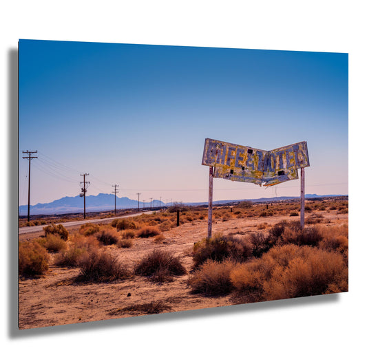 Route 66 Wall Art Rustic Western Cafe & Motel Sign Art Print - Vintage California Wall Decor on Photo Paper, Canvas, or Metal