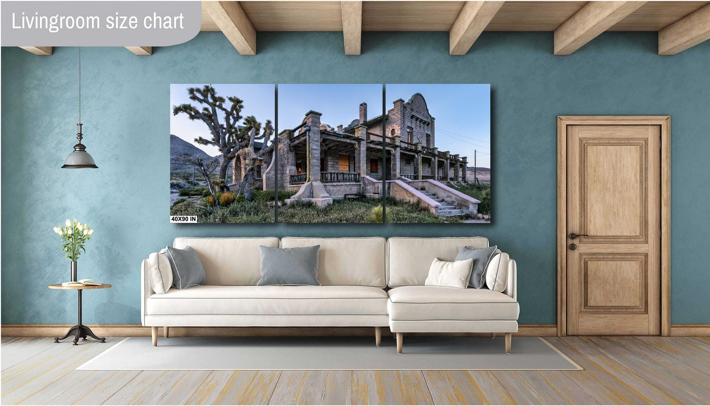 Rhyolite Ghost Town Wall Art: Abandoned Train Station Photography Print, Desert Landscape Decor for Home & Office