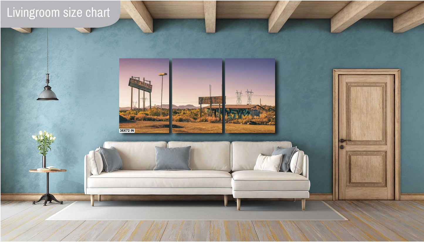 Desert Wall Art - Abandoned Gas Station at Sunset Photo | Nothing AZ Ghost Town Print on Premium Paper, Canvas, Acrylic & Metal
