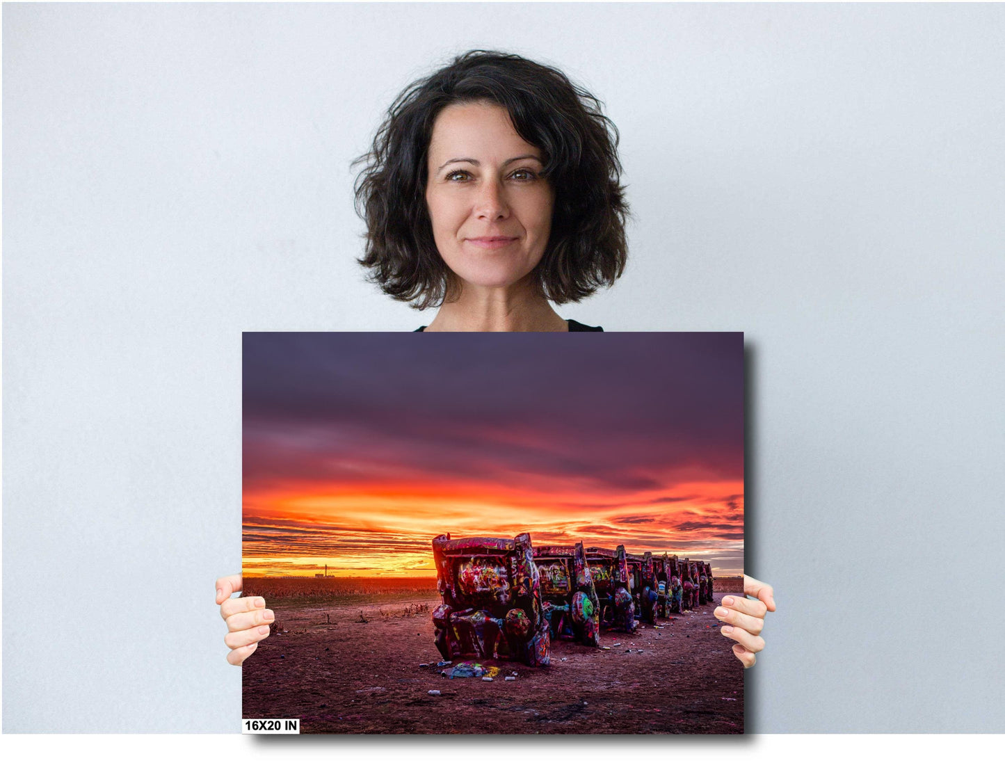 Retro Car Decor - Cadillac Ranch Sunset Print | Route 66 Amarillo Landscape Photography | Texas Americana Wall Art Decor