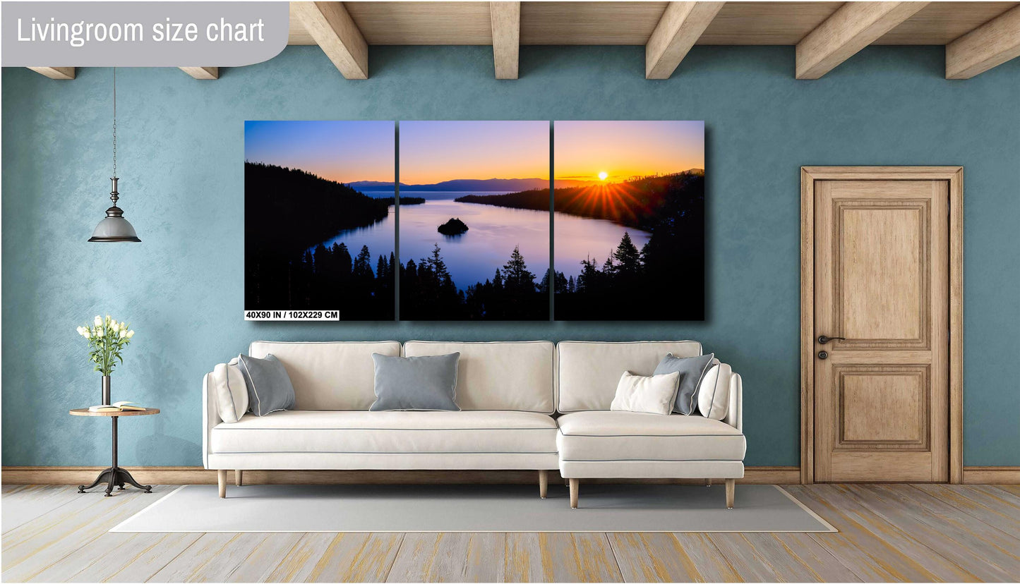 Emerald Bay Lake Tahoe Print - Real Photography Sunrise Over Fanette Island on Premium Photo Paper, Canvas, Acrylic or Metal Nature Print