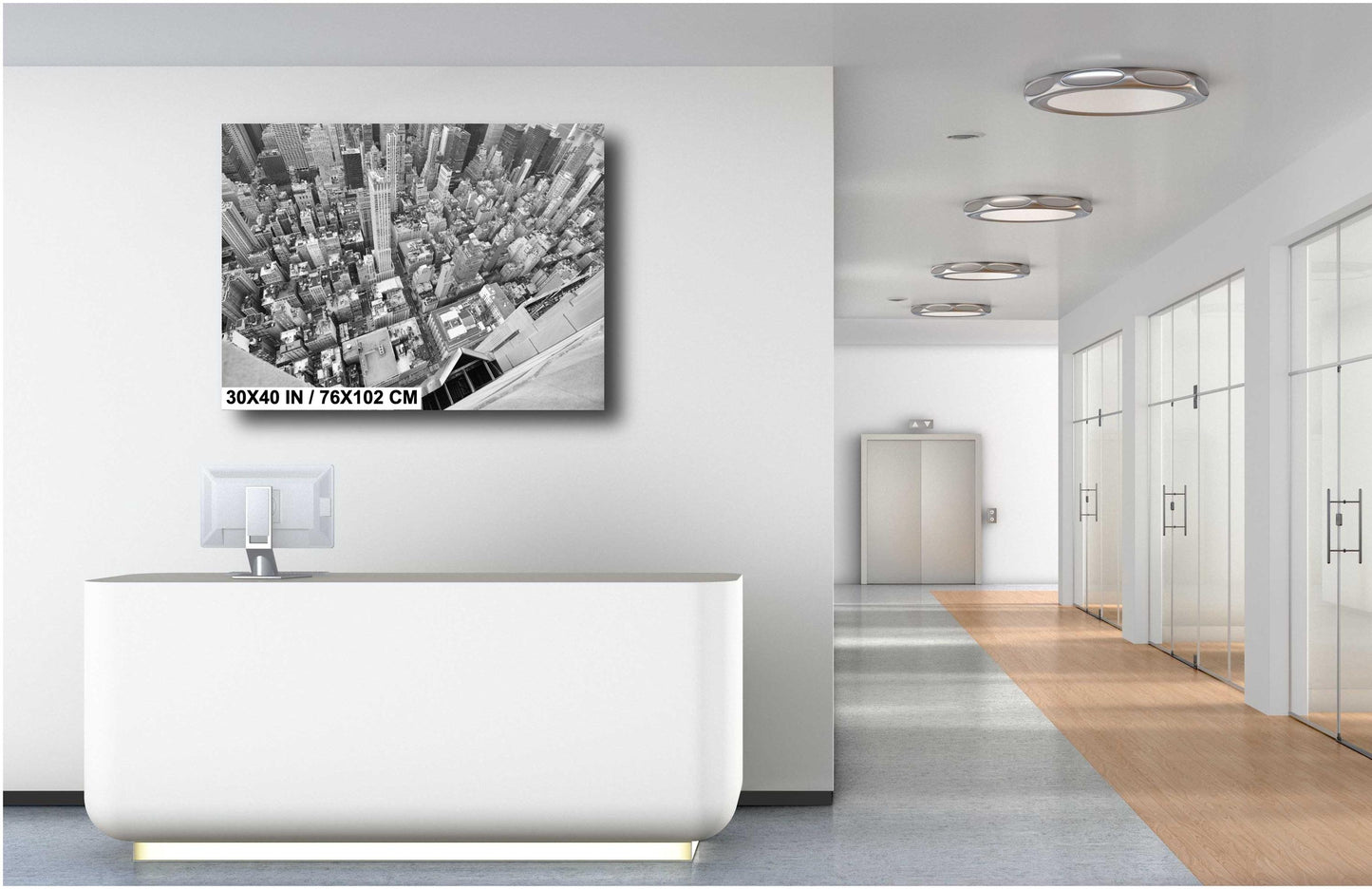 Empire State Building Ledge View: Urban NYC Skyline Photography Print for Stylish Home Decor & Wall Art