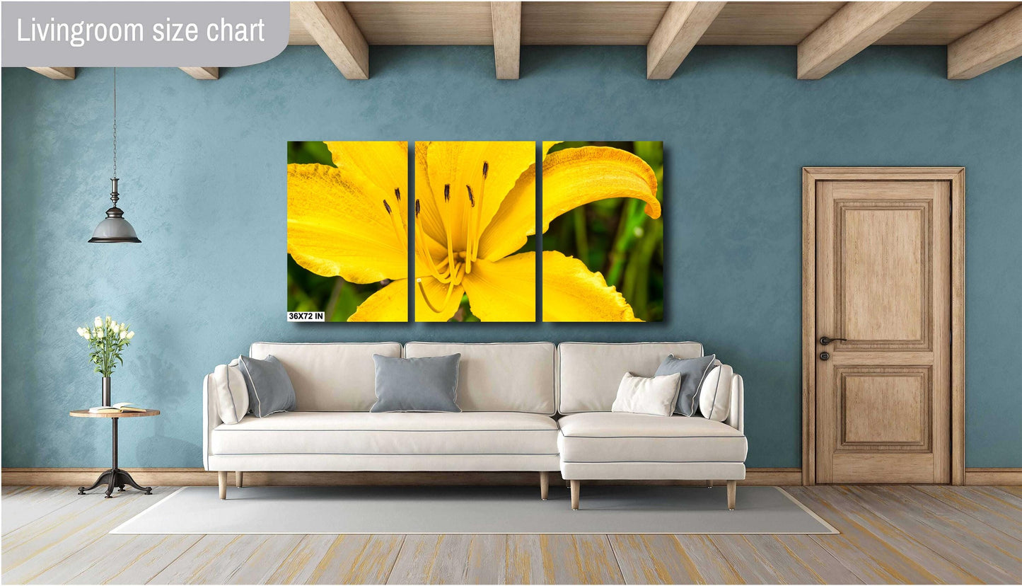 Vibrant Yellow Day Lily Art Print: Petal Detail Close-Up Photo on Canvas, Metal & Fine Paper