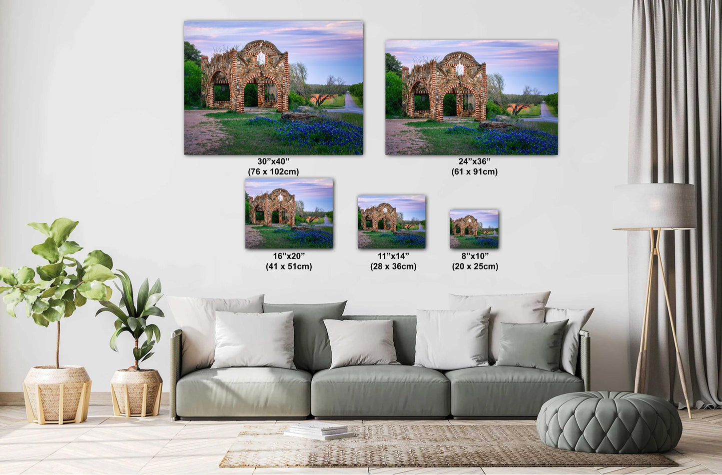 Sunset Photograph Canvas Art | Outlaw Gas Station Texas Bluebonnets & Wildflowers Landscape Print | Springtime Moonshine Decor