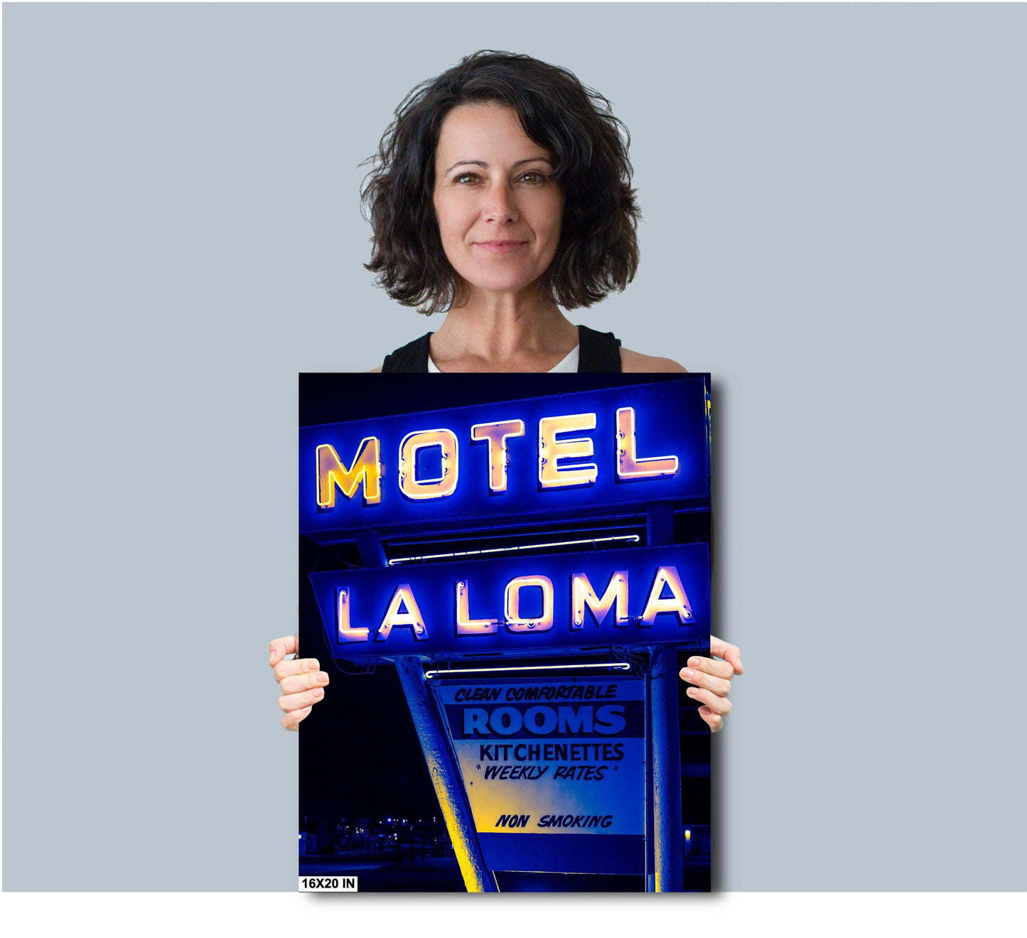 Motel Neon Sign Photograph | La Loma on Route 66 | Santa Rosa NM Photo Print on Paper, Canvas, Acrylic or Metal