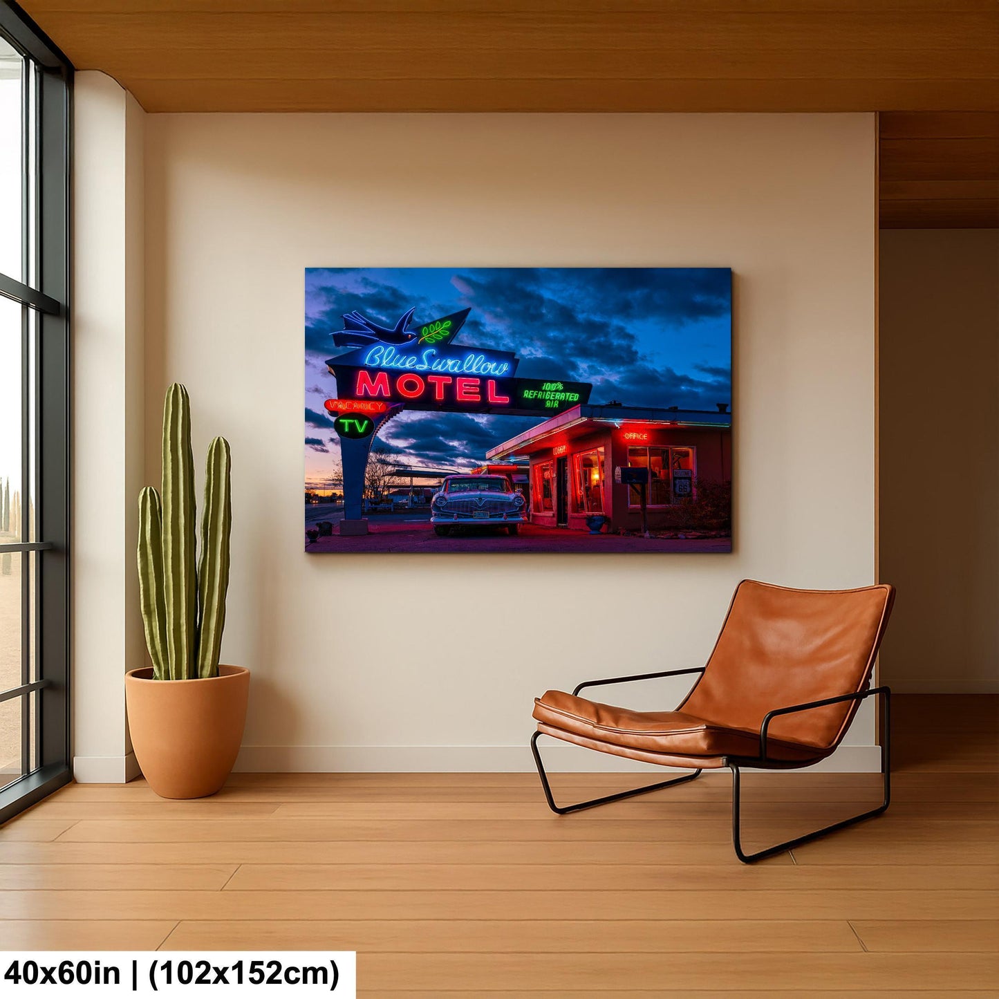 Blue Swallow Motel Print - Route 66 Wall Art | Americana Neon Sign Decor