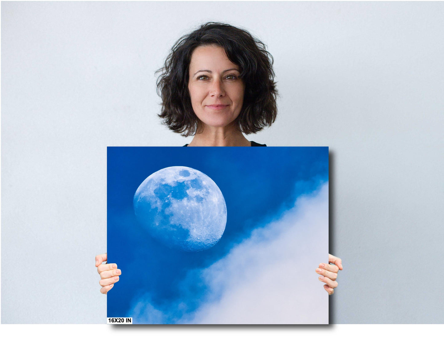 Lunar Daytime Photo: NASA Full Moon Print with Clouds on Canvas, Paper, Acrylic & Metal Options