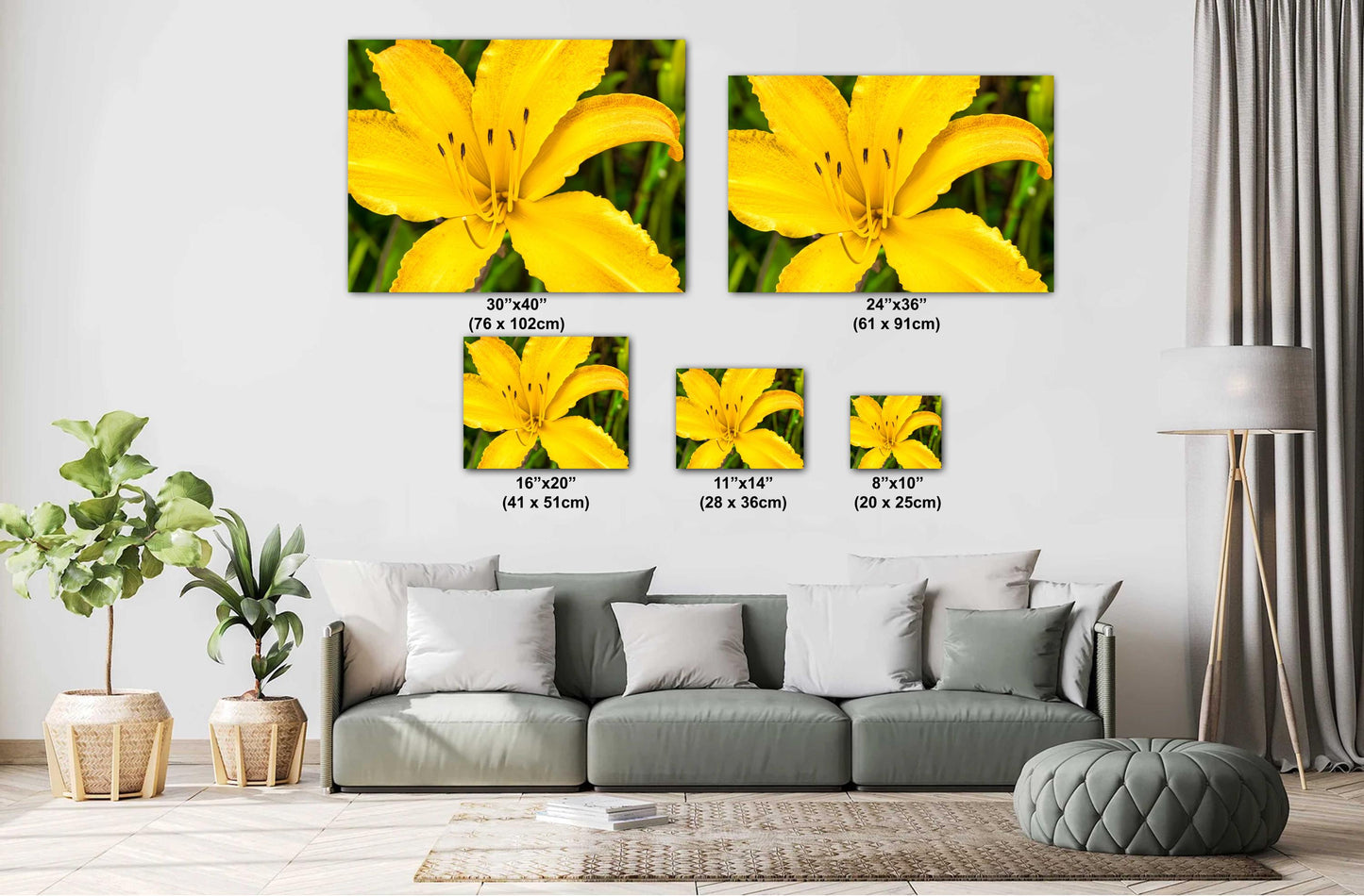 Vibrant Yellow Day Lily Art Print: Petal Detail Close-Up Photo on Canvas, Metal & Fine Paper